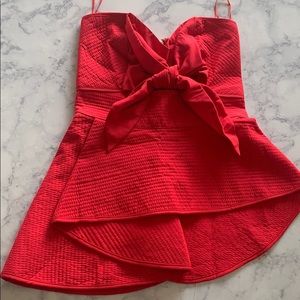 Luxxel Red Strapless Top w Bow